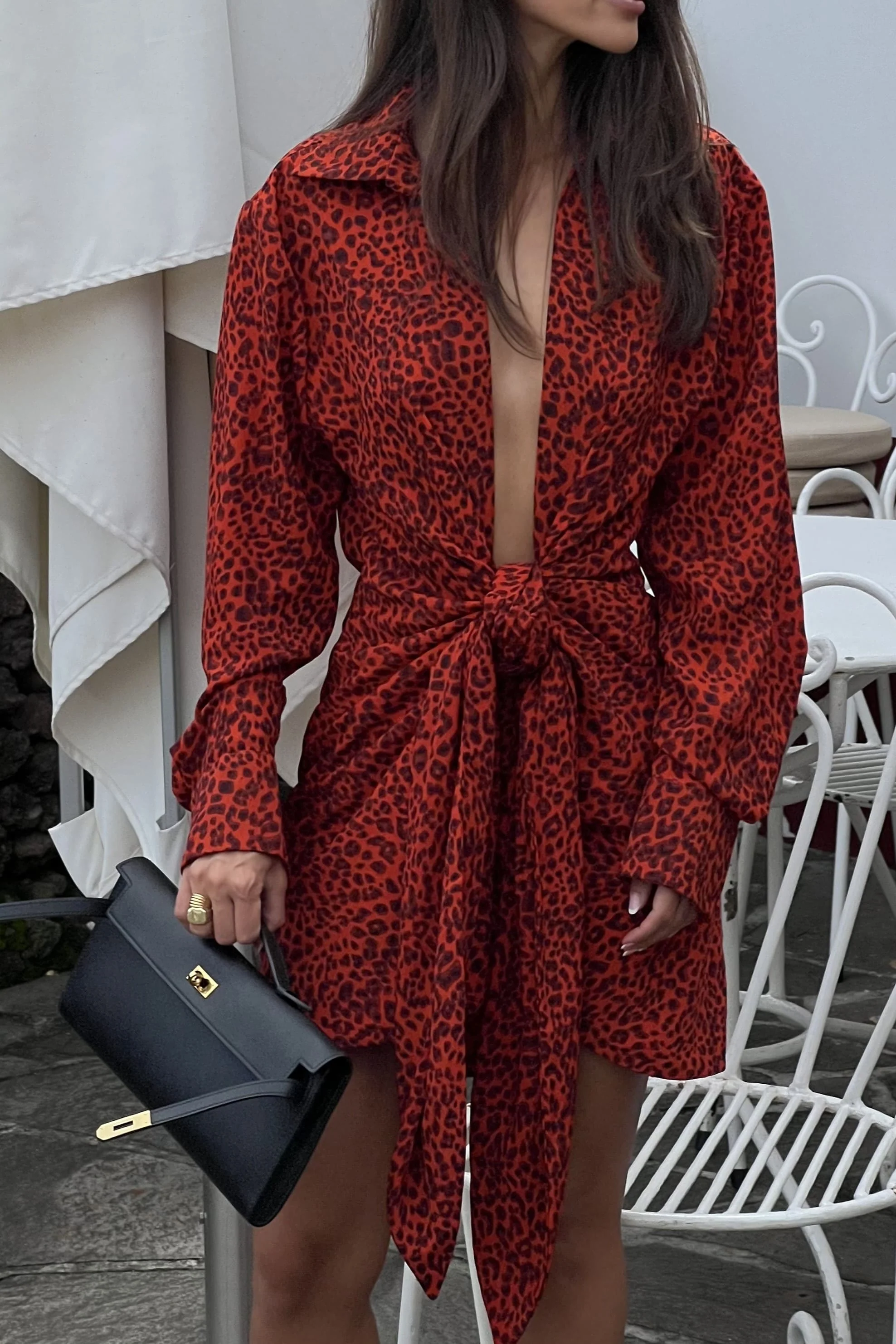 BLUSA OVERSIZED VERMELHA PADRÃO TIGRESA COM NÓ - Image 3