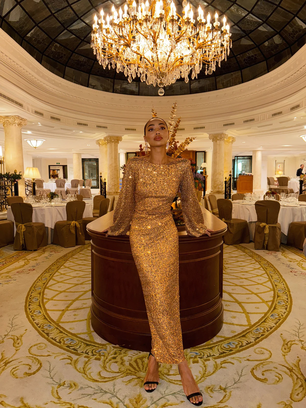 VESTIDO LONGO LANTEJOULAS COBRE - Image 3