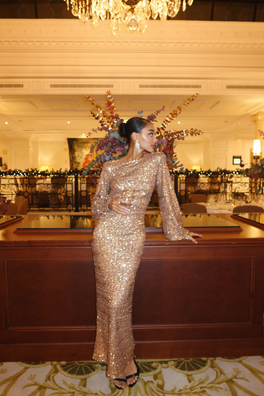 VESTIDO LONGO LANTEJOULAS COBRE - Image 4